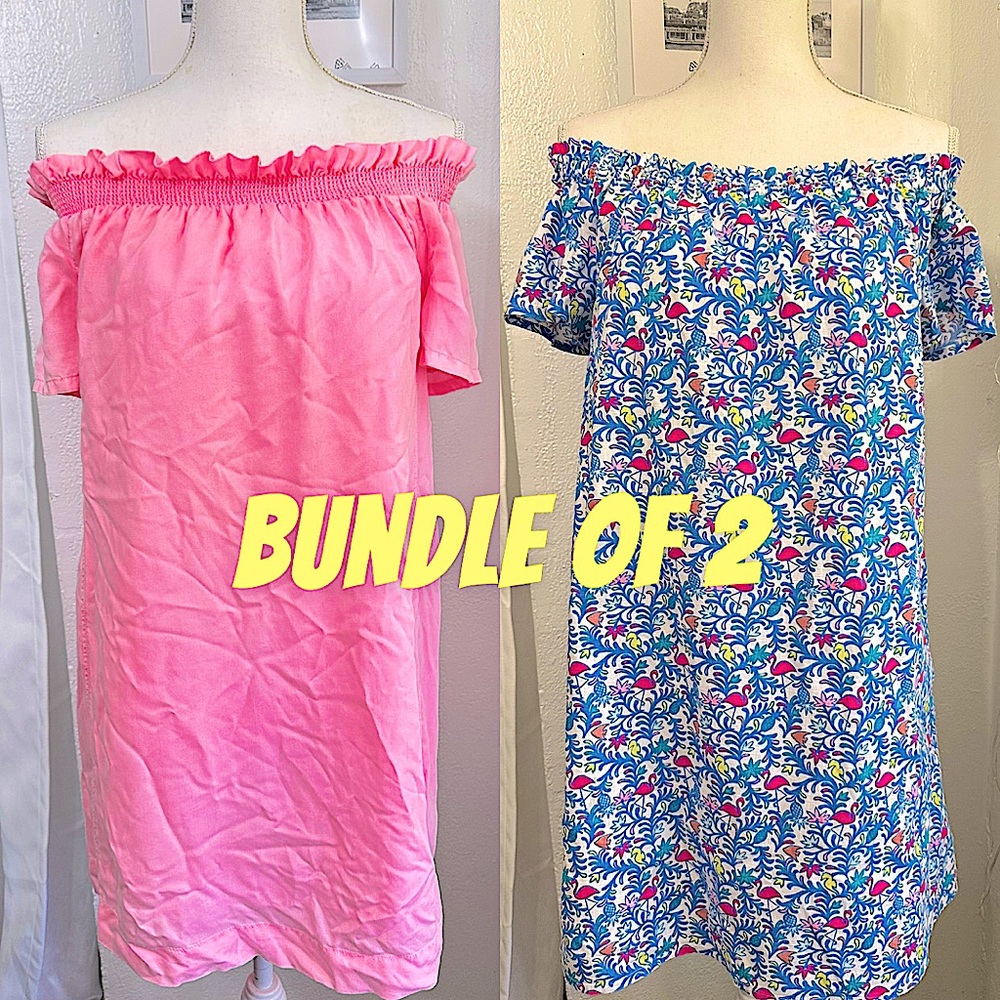 Bundle of 2 Vineyard vines flamingo off the shoulder dress Size Small